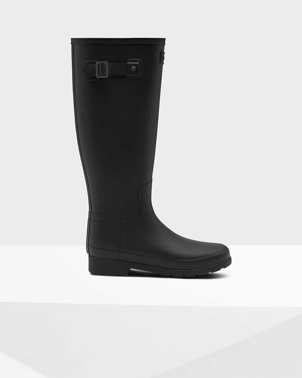 Womens Hunter Original Refined Tall Rain Boots Black | MVXDQO-204